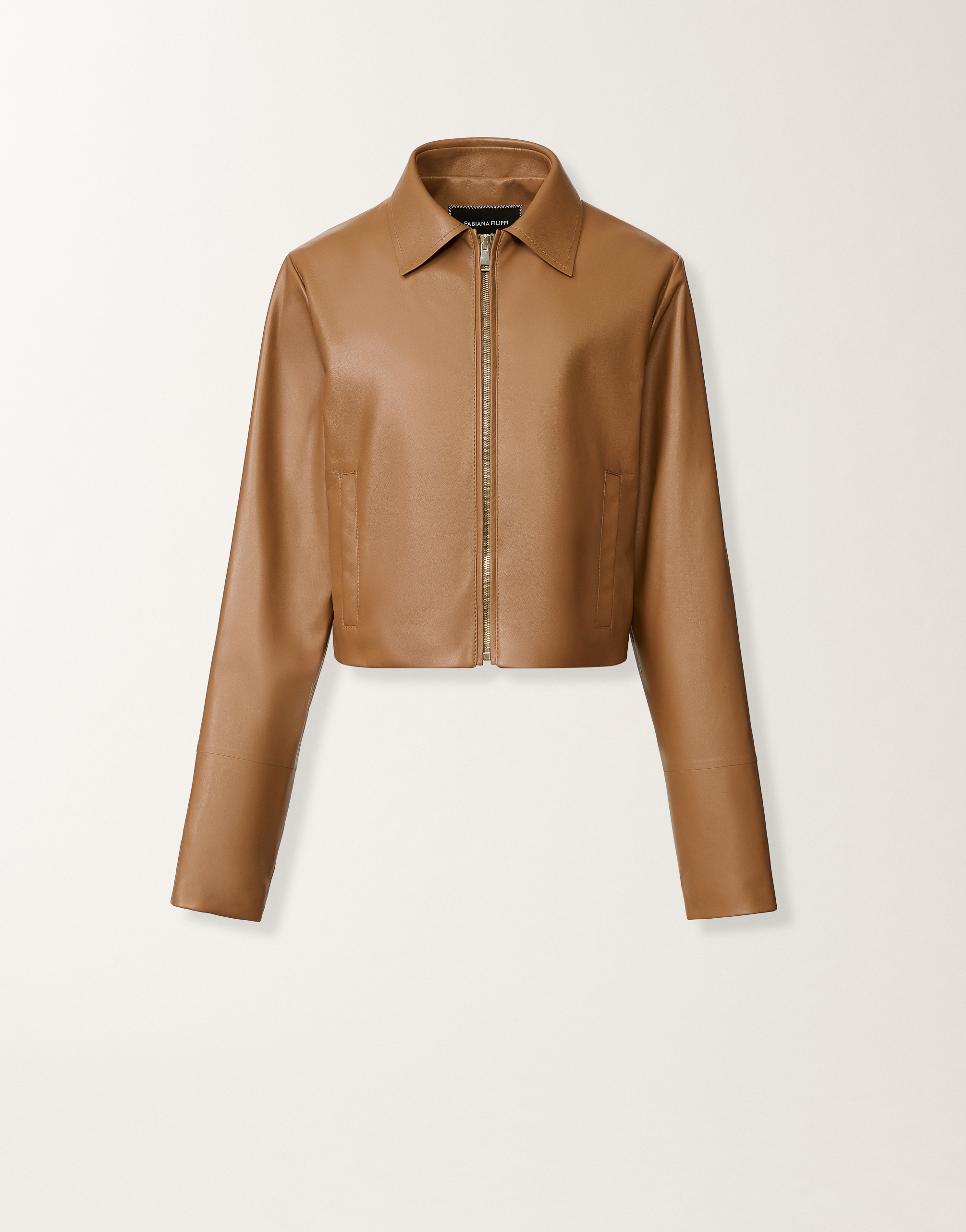 Boxy jacket in lissé nappa, wicker