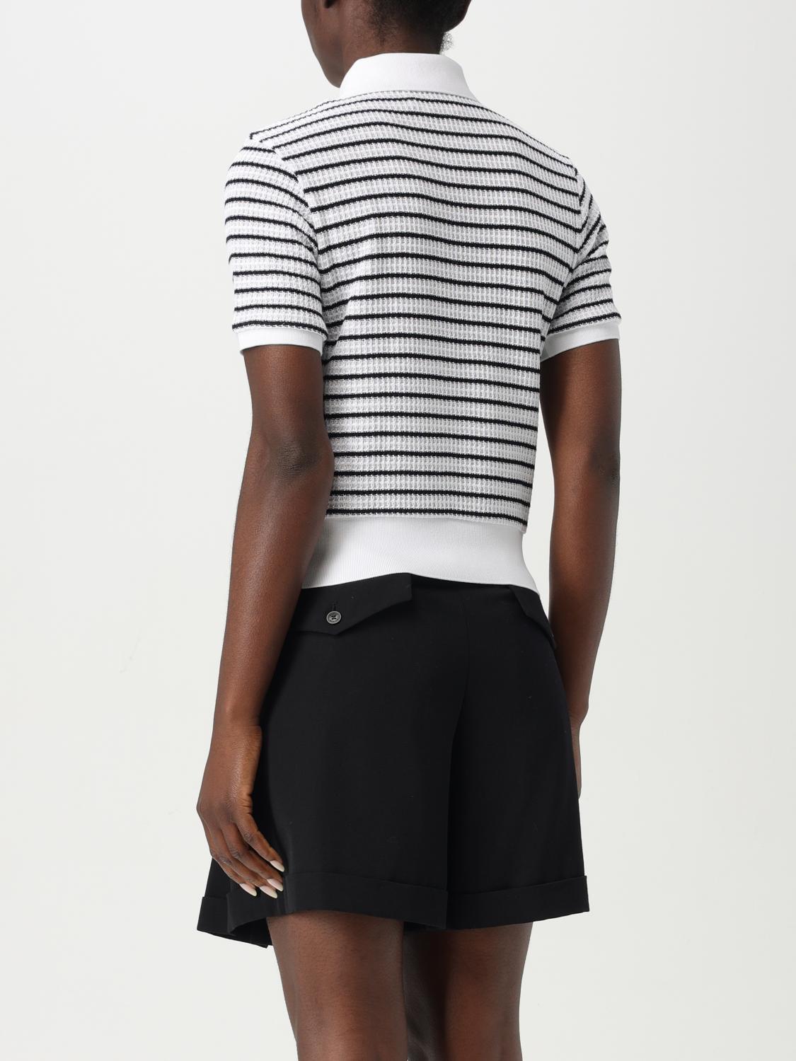 Striped textured-knit polo shirt - White