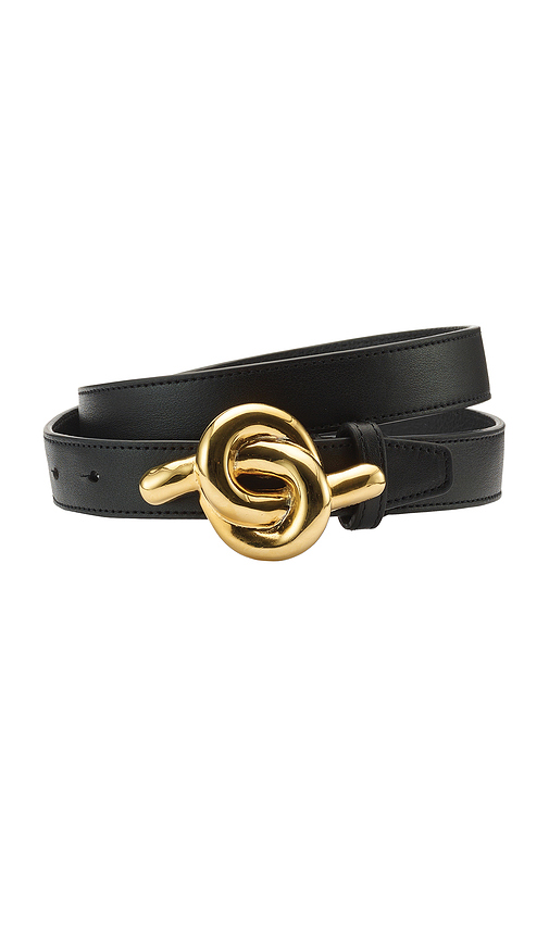 LELET NY Glossy Knot Leather Belt in Black. S also in