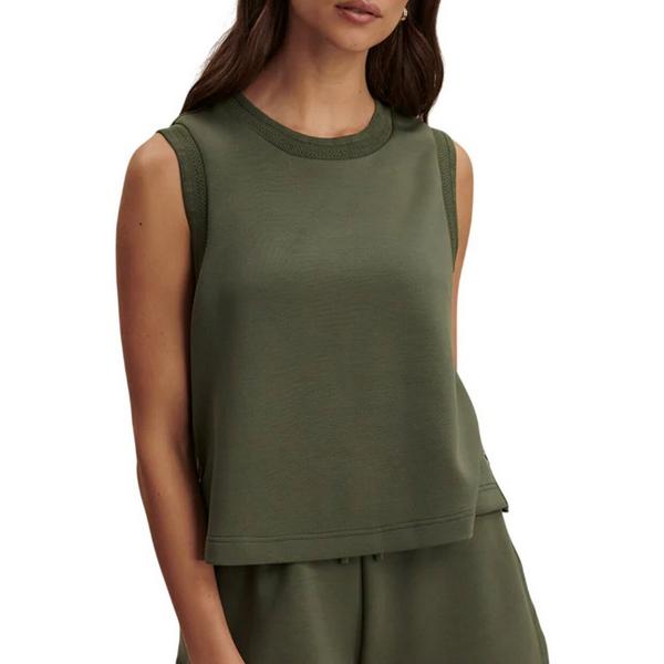 Women's Shea Crop Crew Neck Tank Top Small Thyme