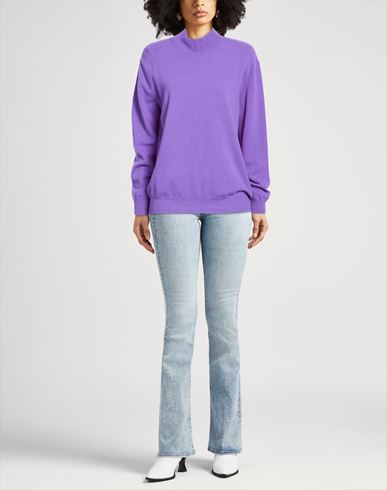 Woman Turtleneck Mauve Size L Wool, Cashmere