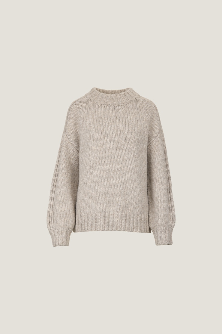 Mabel Chunky Crewneck Sweater - Beige - Women Clothing