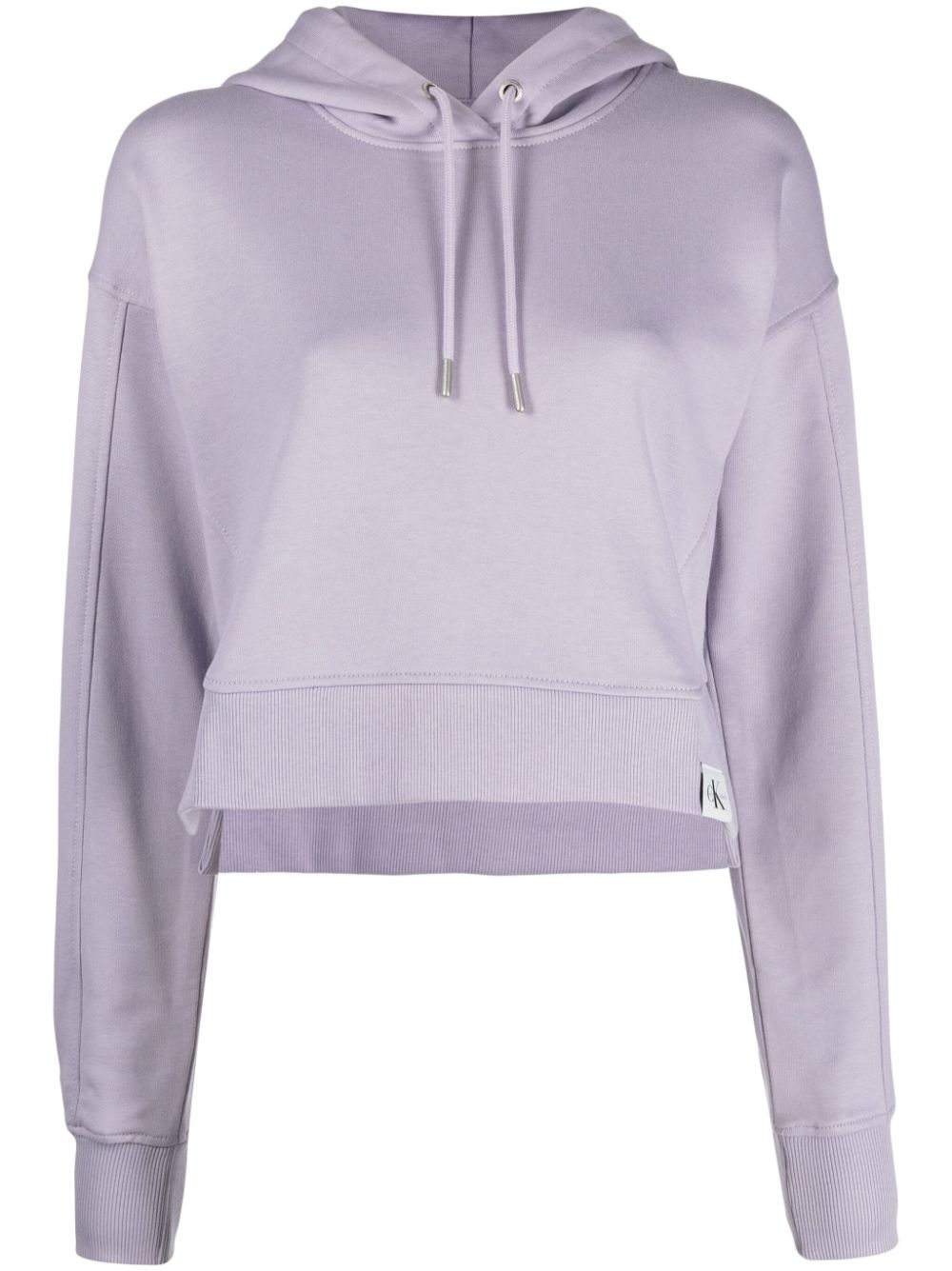 Logo-patch cropped hoodie - Purple