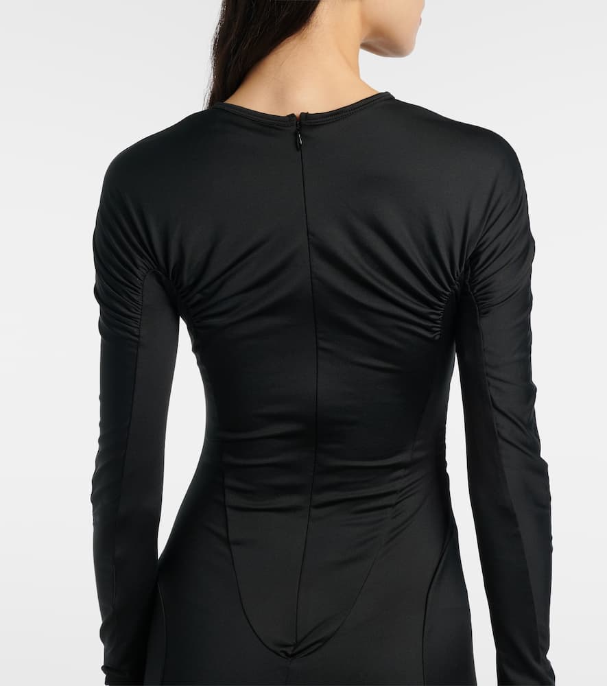 Gathered asymmetric midi dress