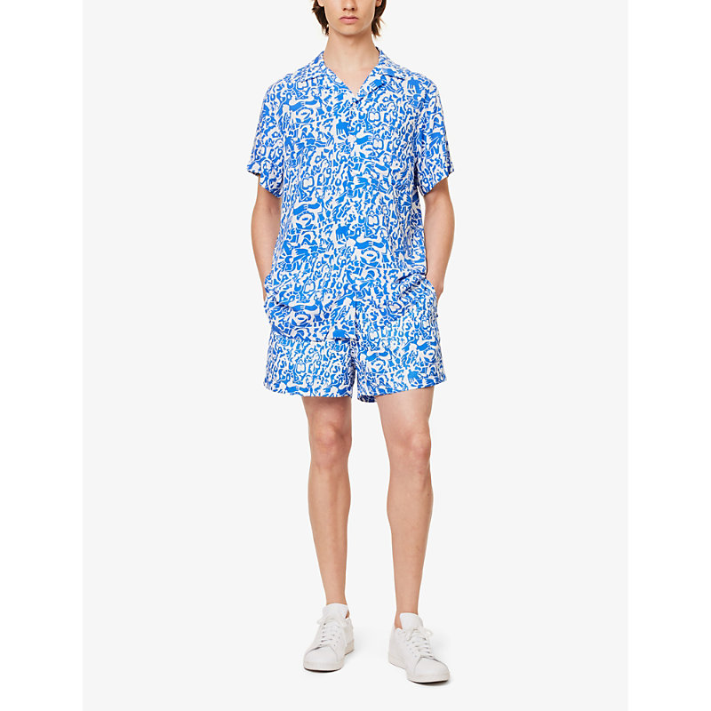 Arrels Barcelona 남성 Mens Blue Vibes Marie Lavis Printed Swim Shorts M 75521500