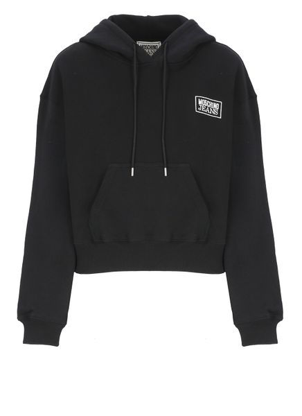 Moschino Jeans Logo Embroidered Drawstring Hoodie