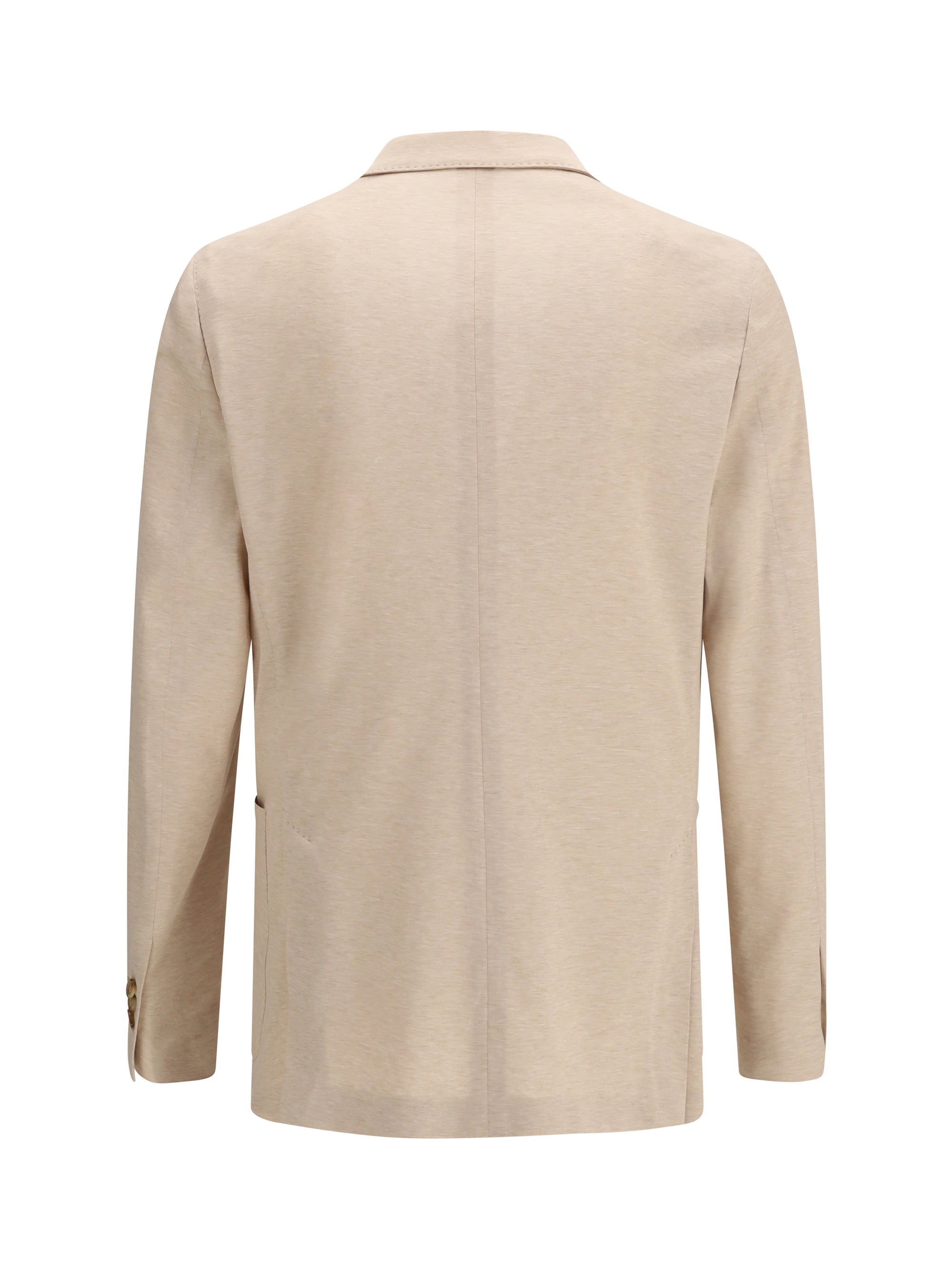 Double-Breasted Cotton Blazer — Beige