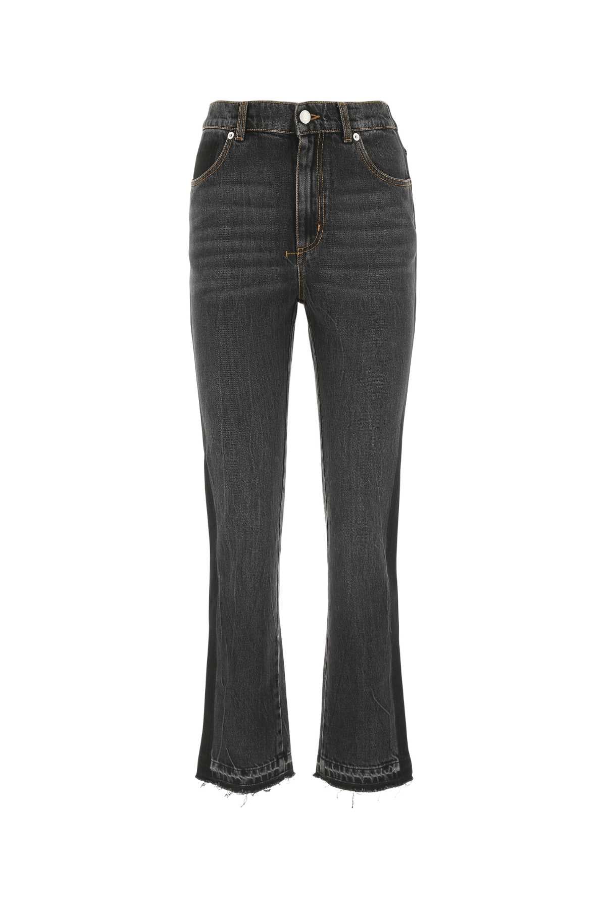 Frayed-Hem Cropped Denim Jeans — Black