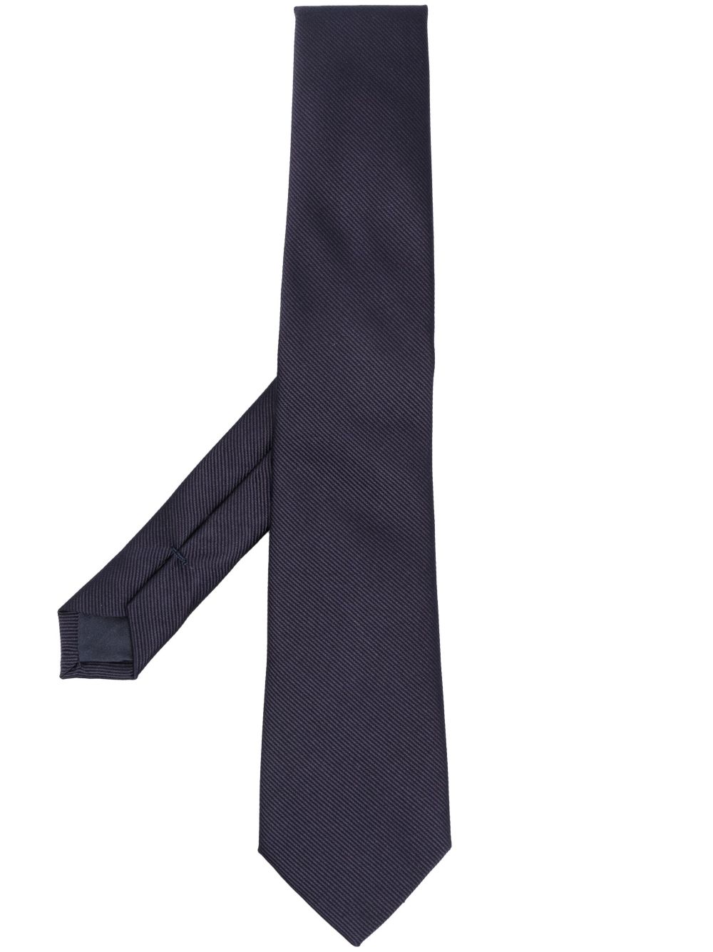 Textured pointed-tip silk tie - Blue