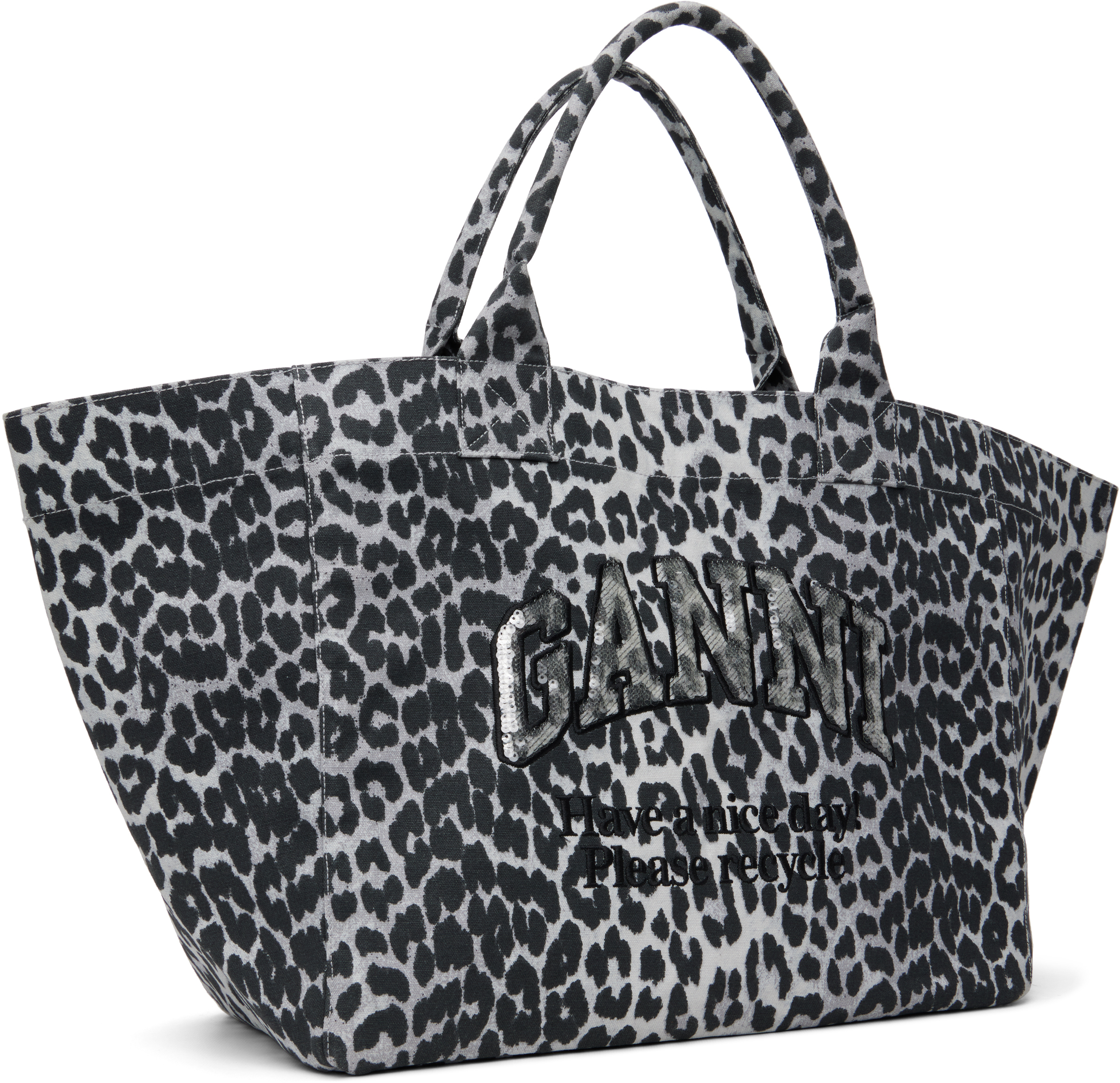 Gray Leopard Sequin XXL Tote