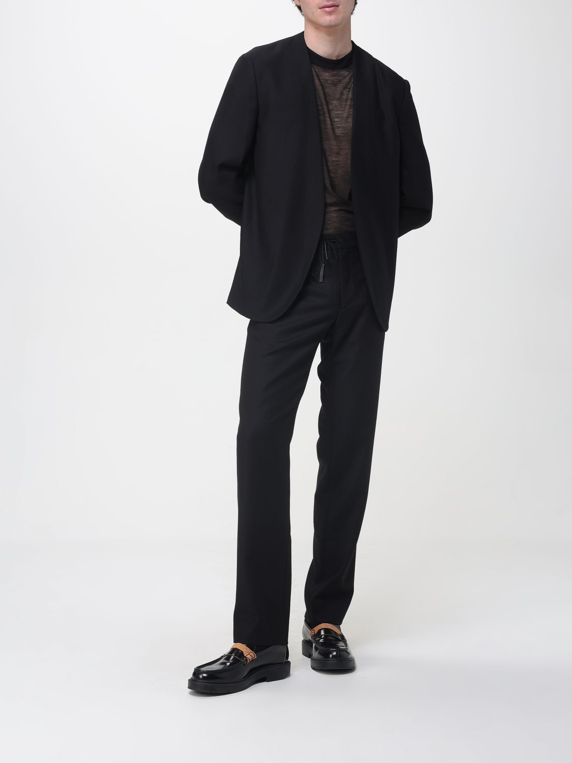 Drawstring tailored trousers - Black