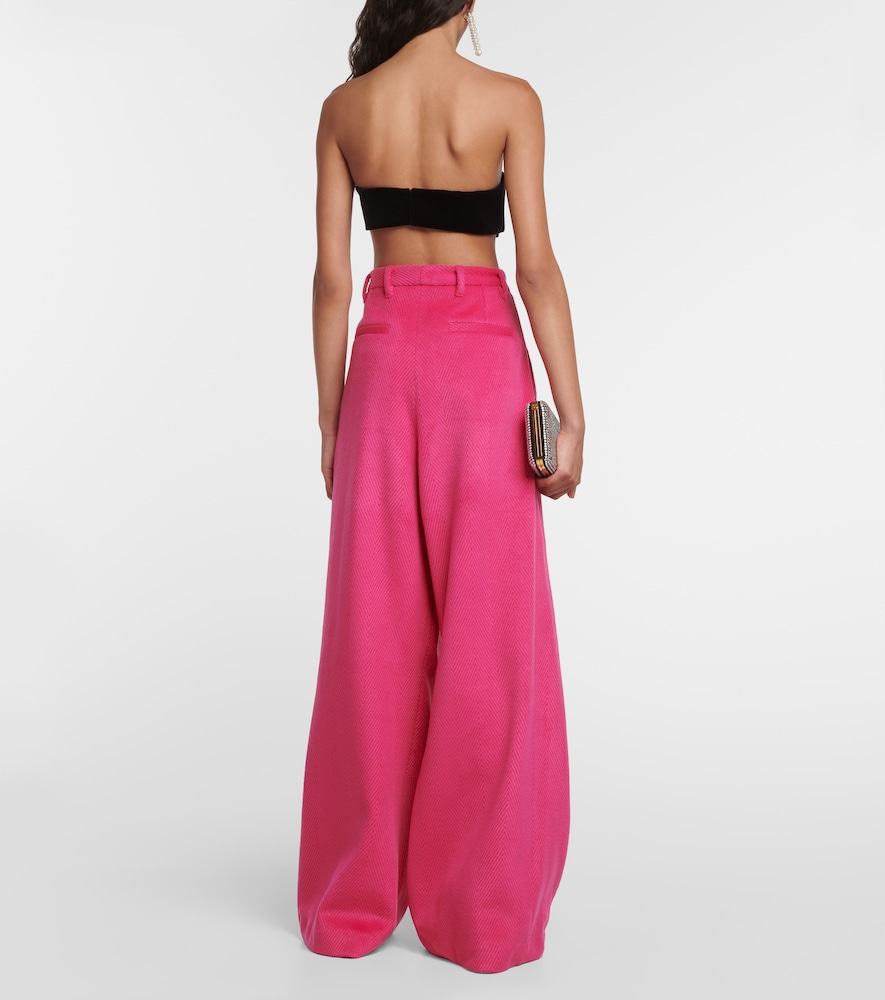 High-rise wide-leg crêpe pants