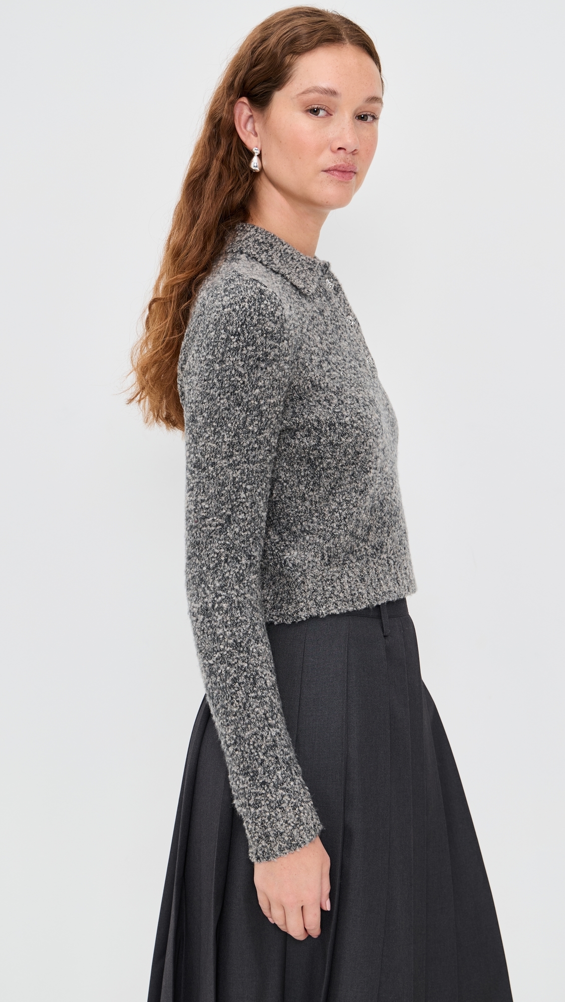 Wren Boucle Polo Sweater Charcoal