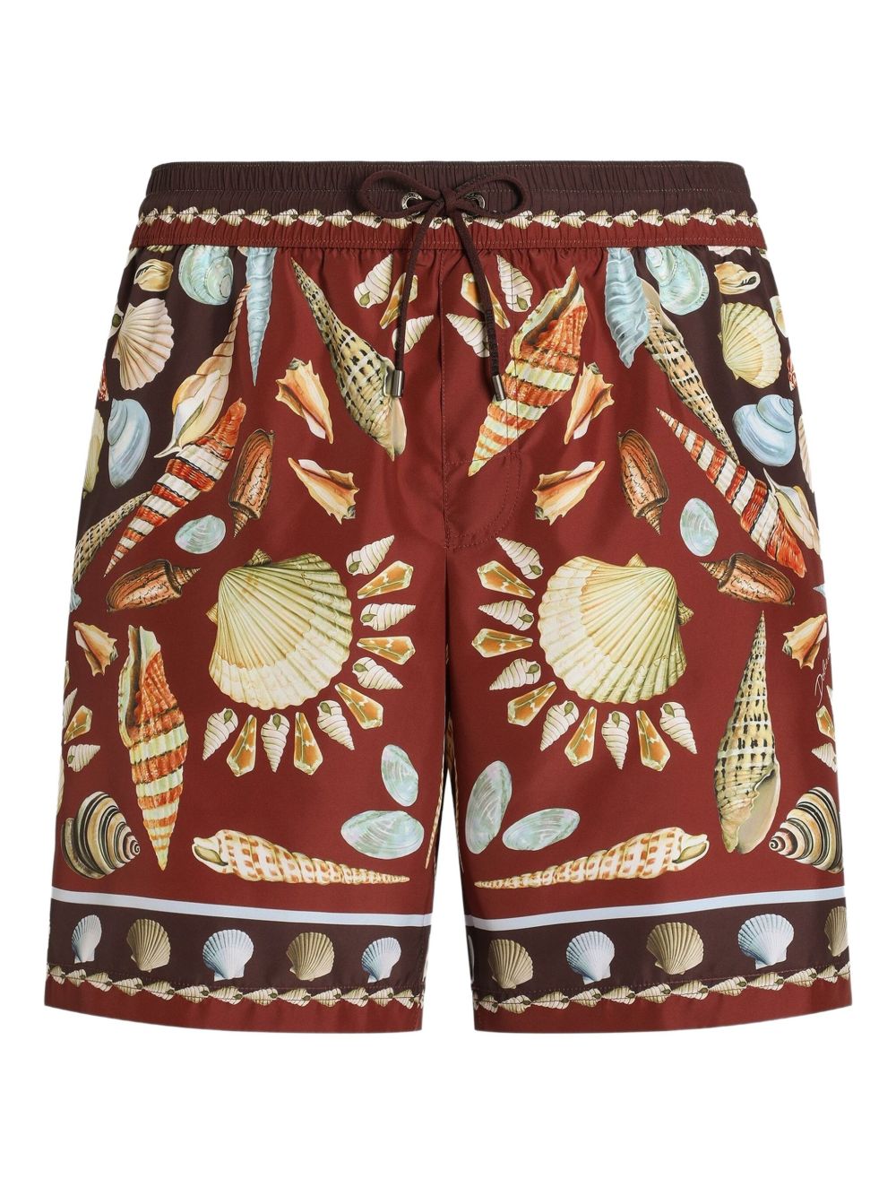 Shell-print swim shorts - Brown