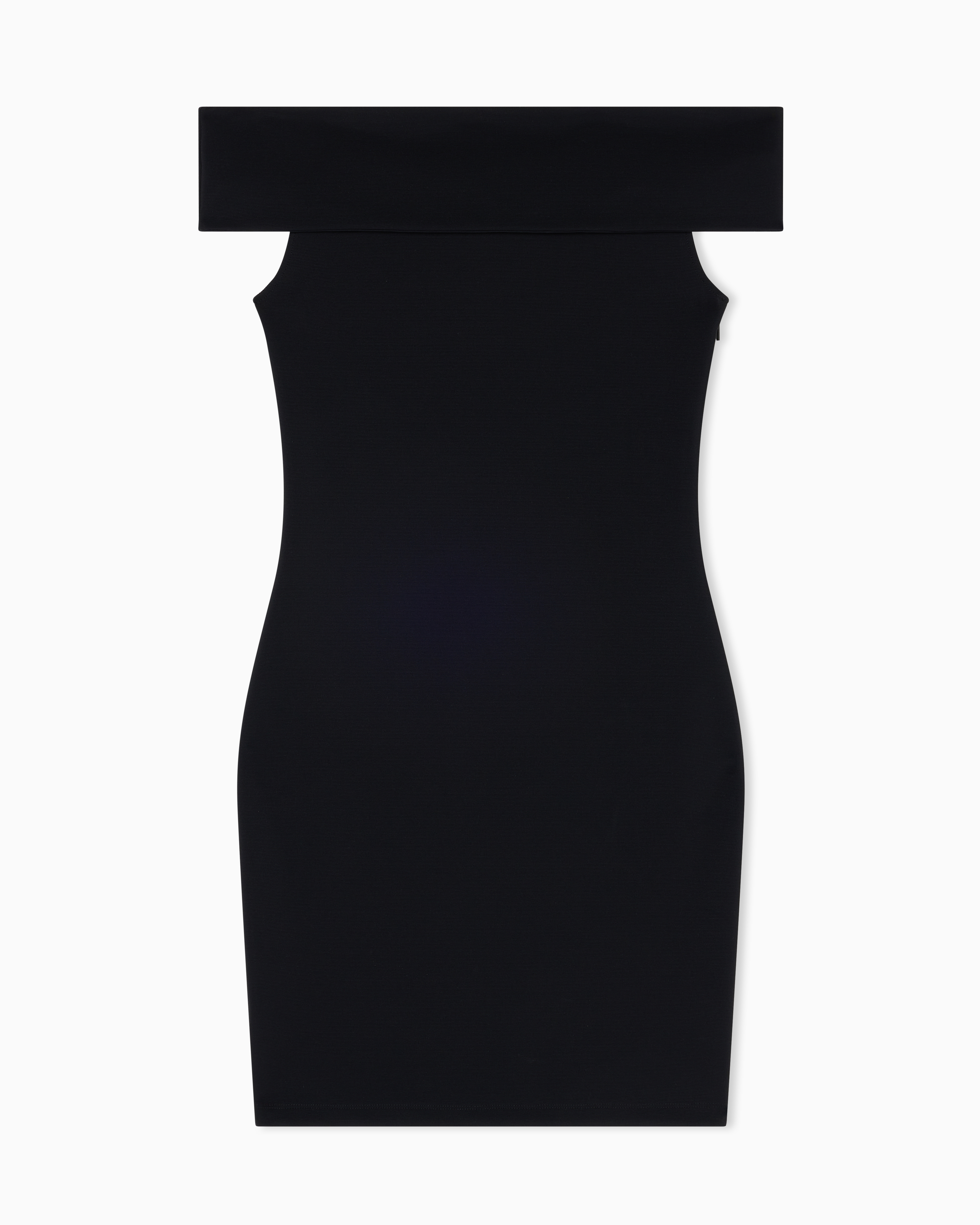 Ottoman mini dress with boat neckline
