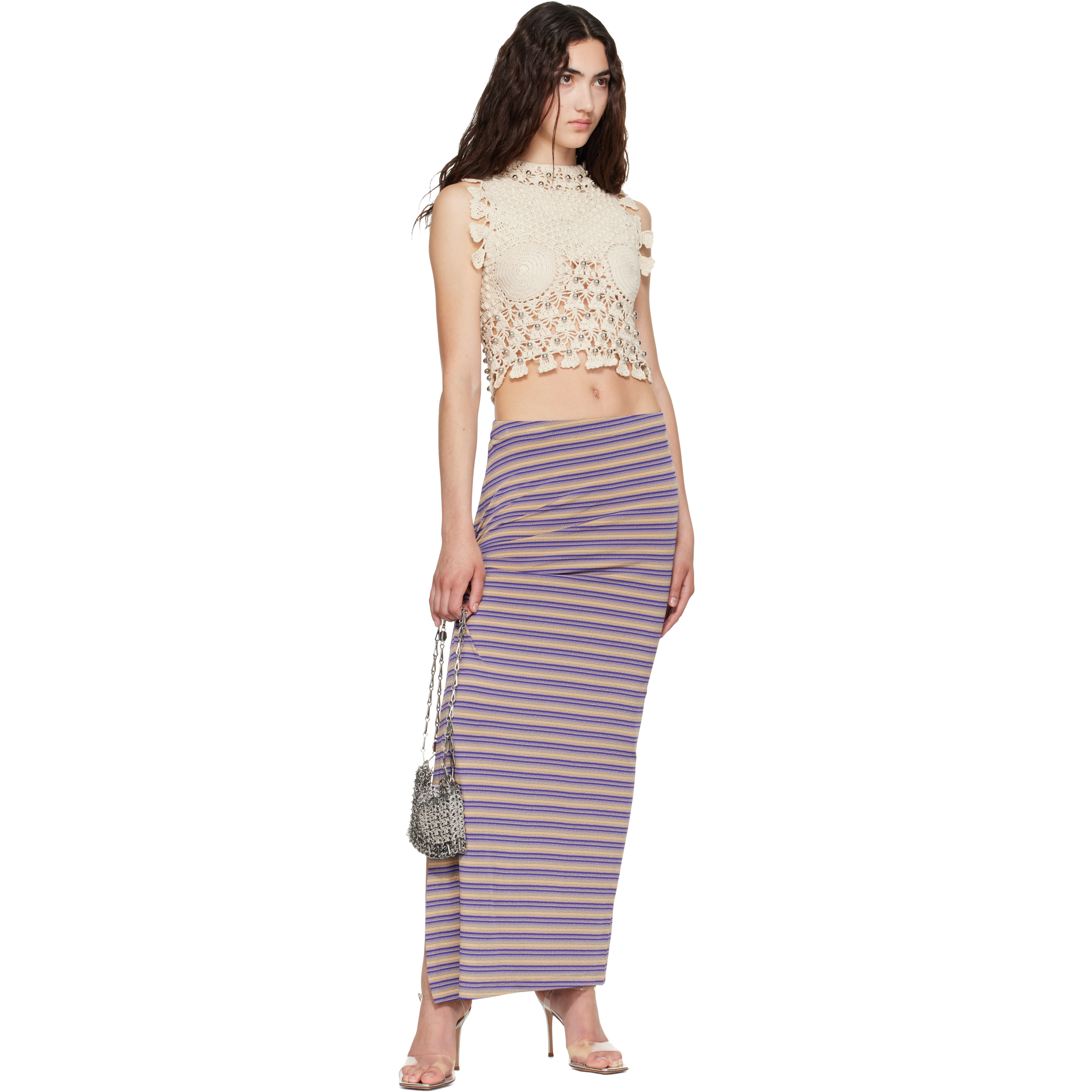 Beige Handmade Sleeveless Top