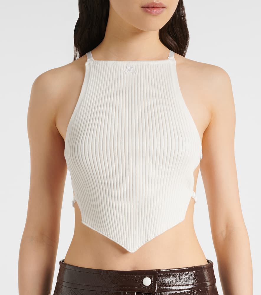 Courrèges Ribbed-knit cutout tank top