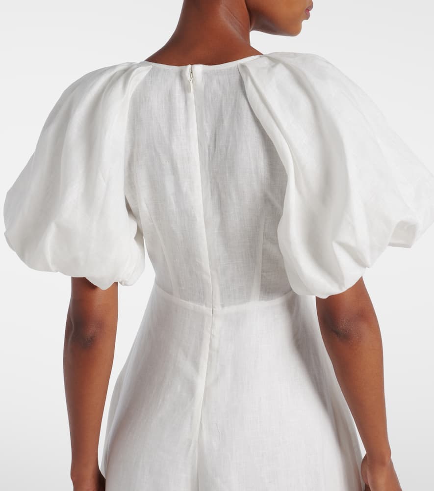 Alémais Magnolia embroidered linen midi dress