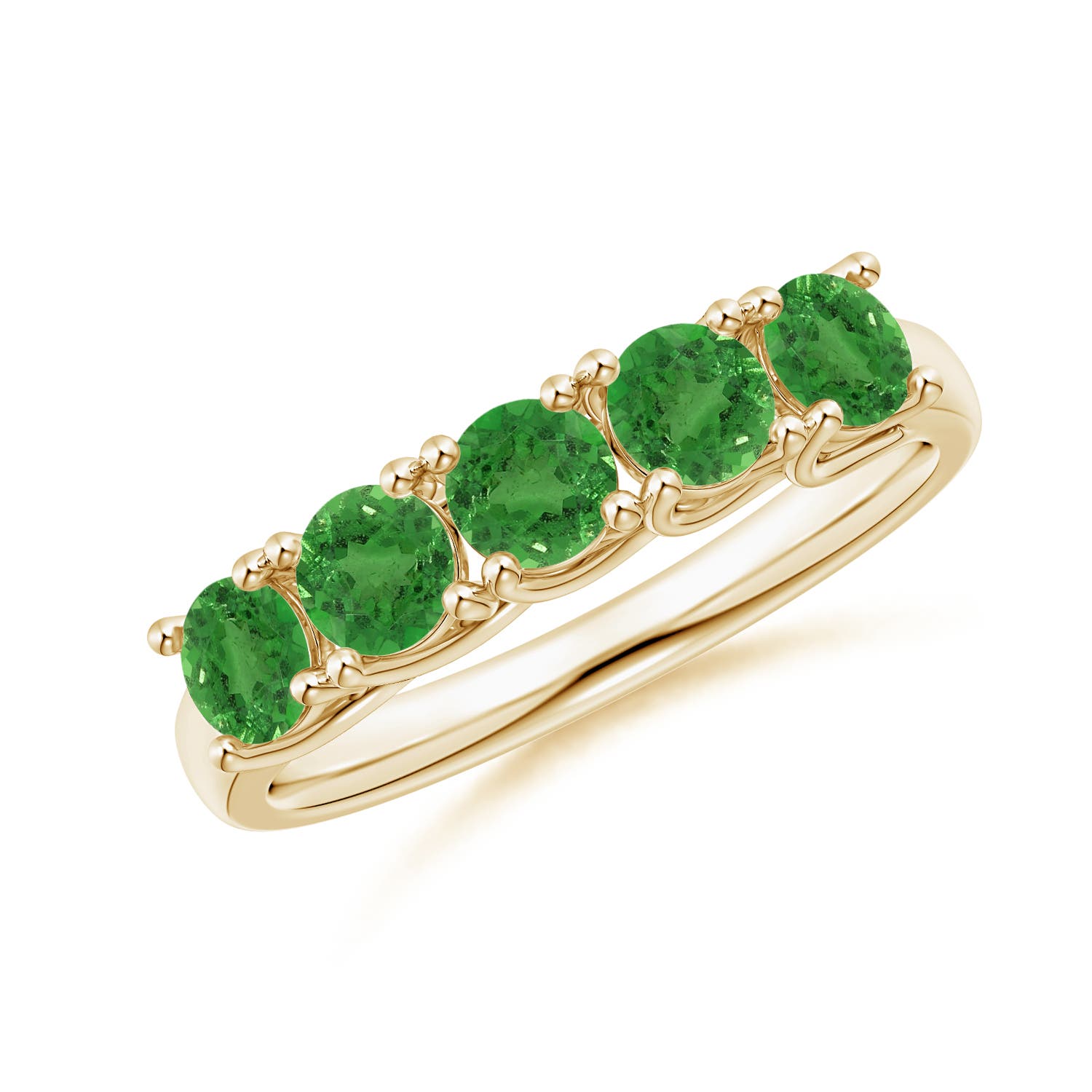 Angara 1.3 Carats Half Eternity Five Stone Tsavorite Wedding Ring in 18K Yellow Gold