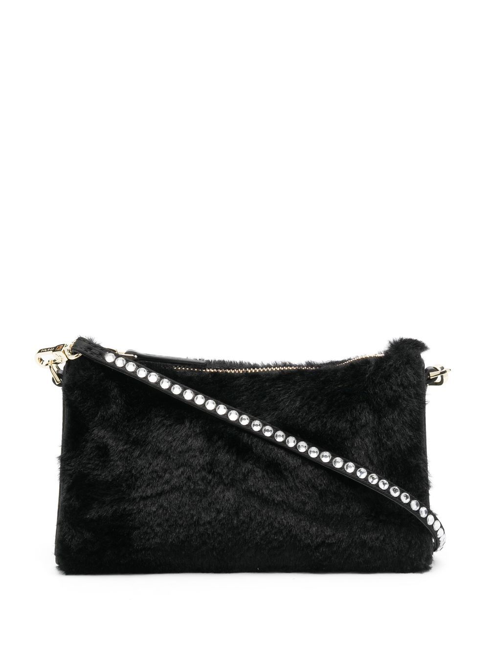 Faux-fur zipped bag - Black
