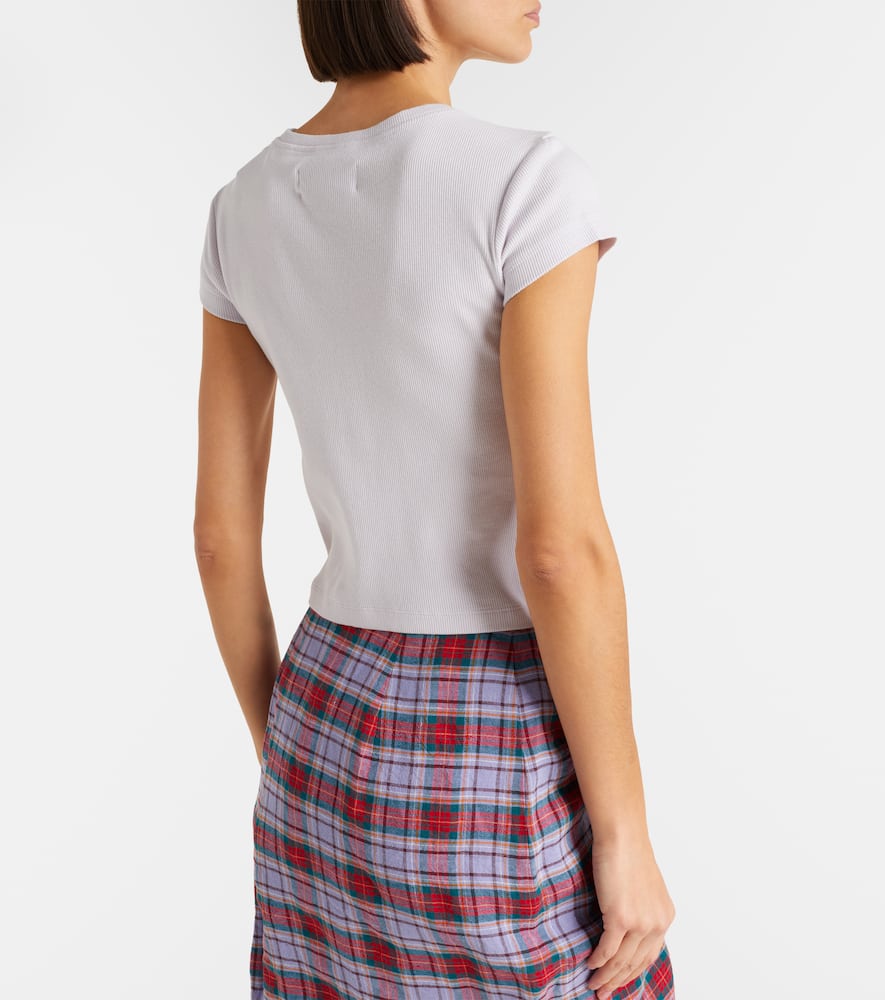 Peru cropped cotton-blend jersey T-shirt