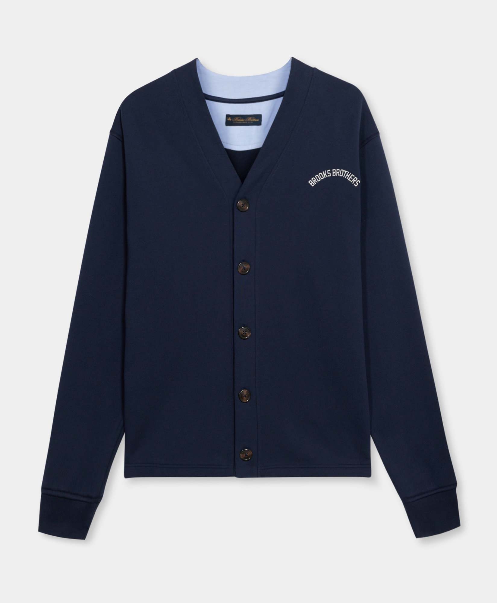 V-neck Cotton Cardigan With Logo Print