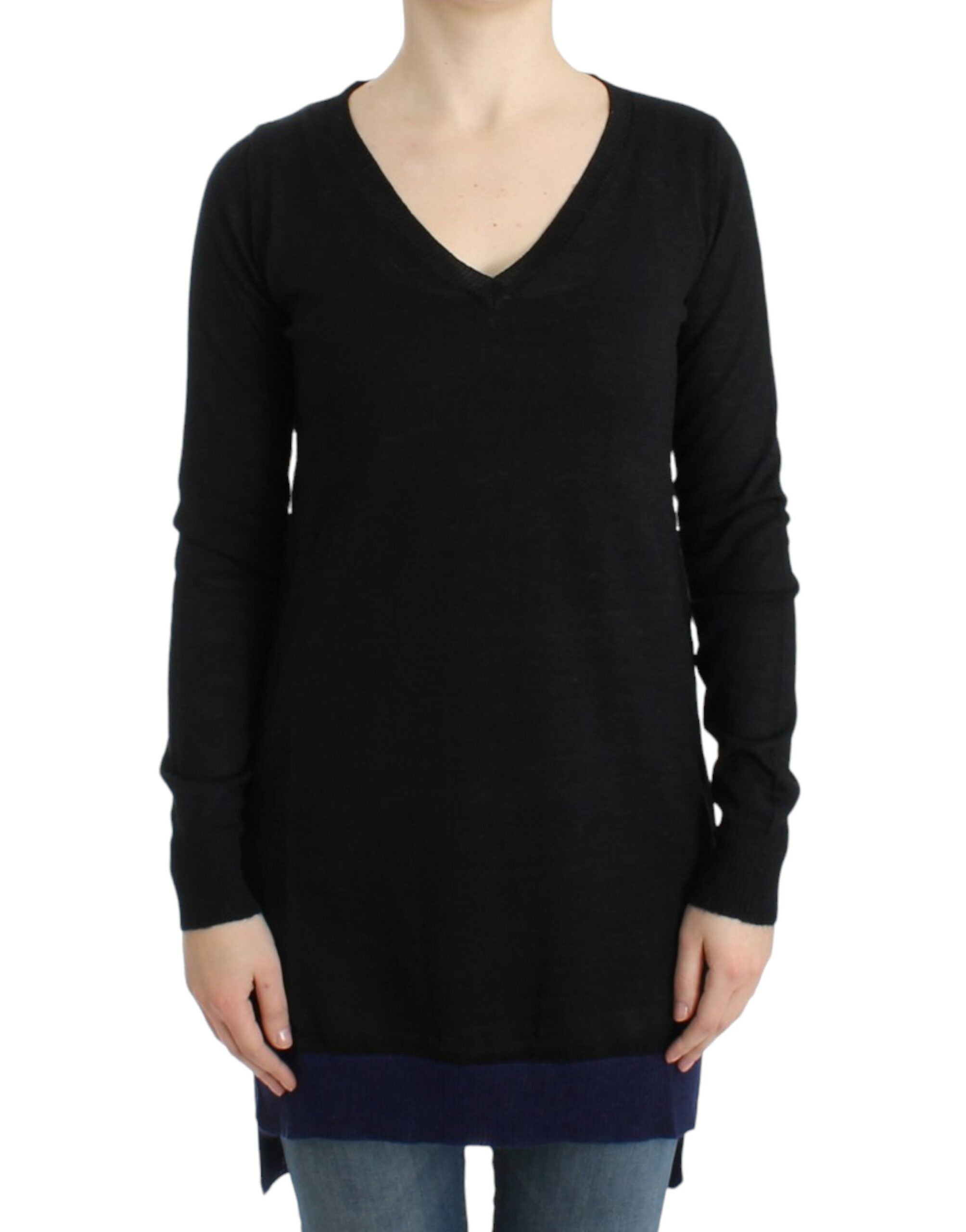 V-Neck Lightweight Sweater — Black