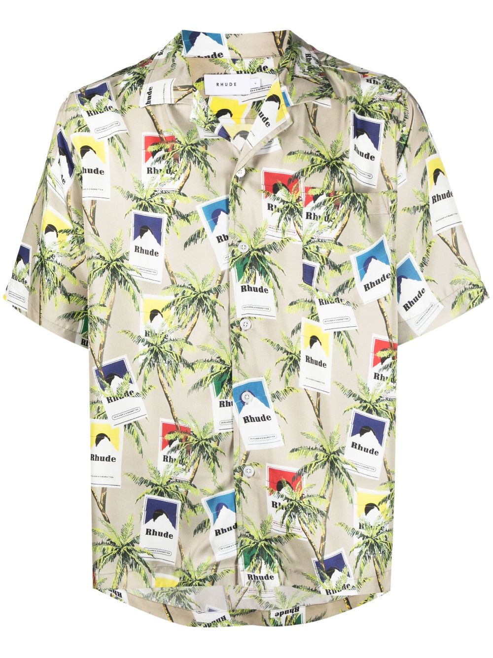 Cigarette-print silk shirt - Neutrals