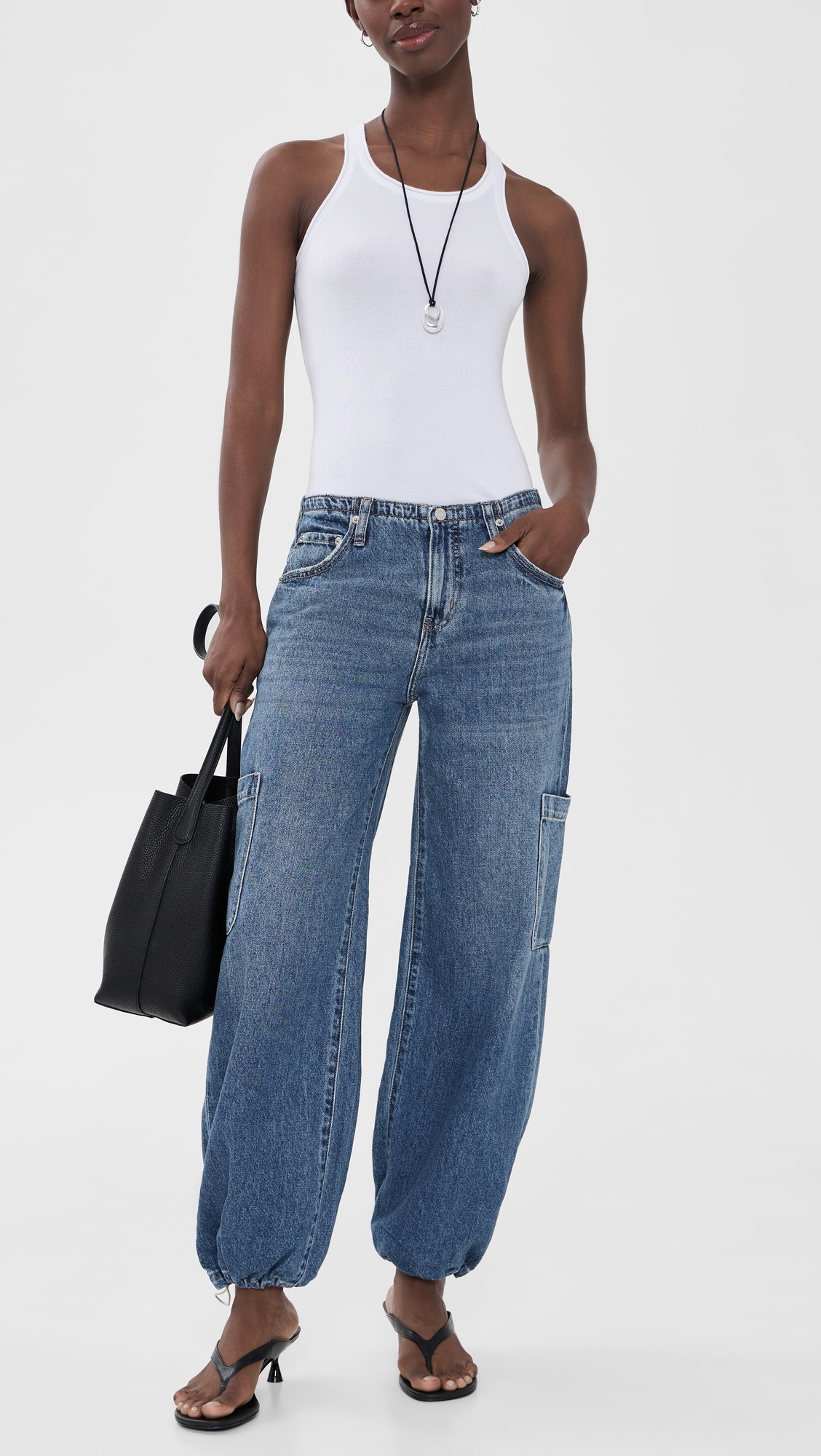 Mirage Mid Rise Cargo Harem Jeans SNAP
