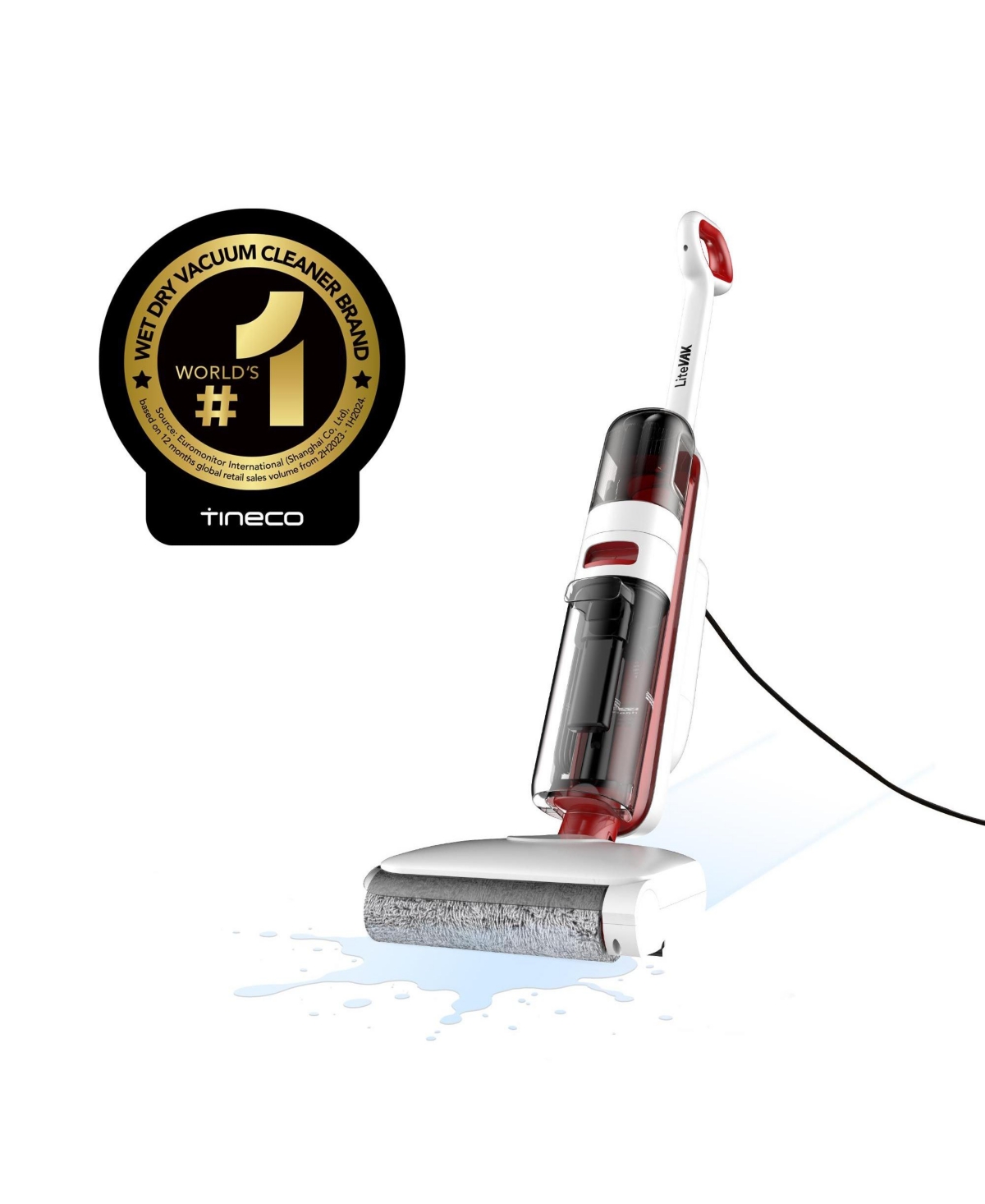 LiteVak Wash Corded Wet Dry Vacuum Cleaner and Mop for Hard Floors - White