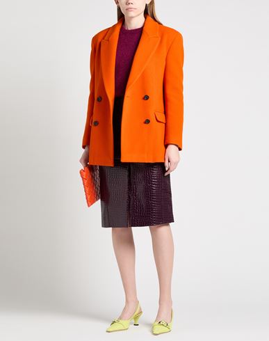 Woman Coat Orange Size 2 Virgin Wool