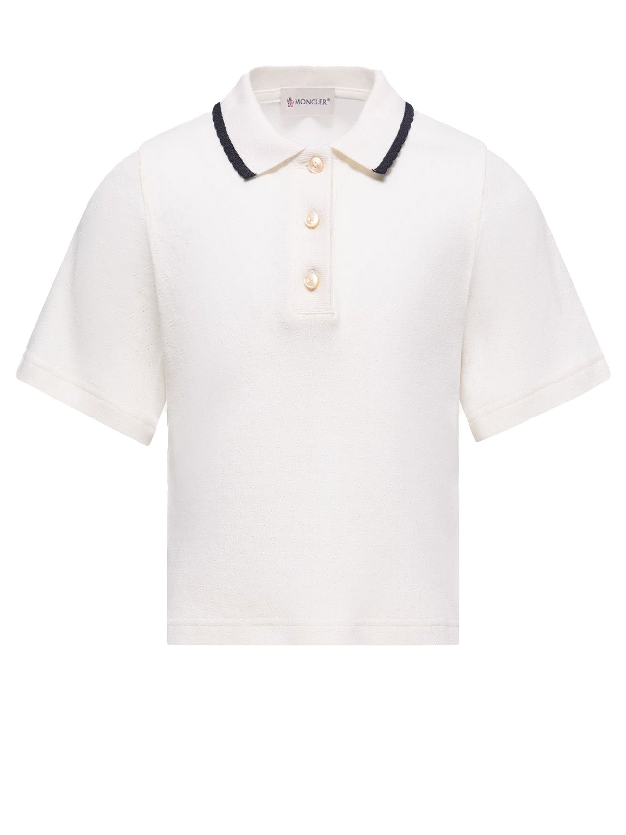 Mini Button-Up T-Shirt with Embroidered Trim