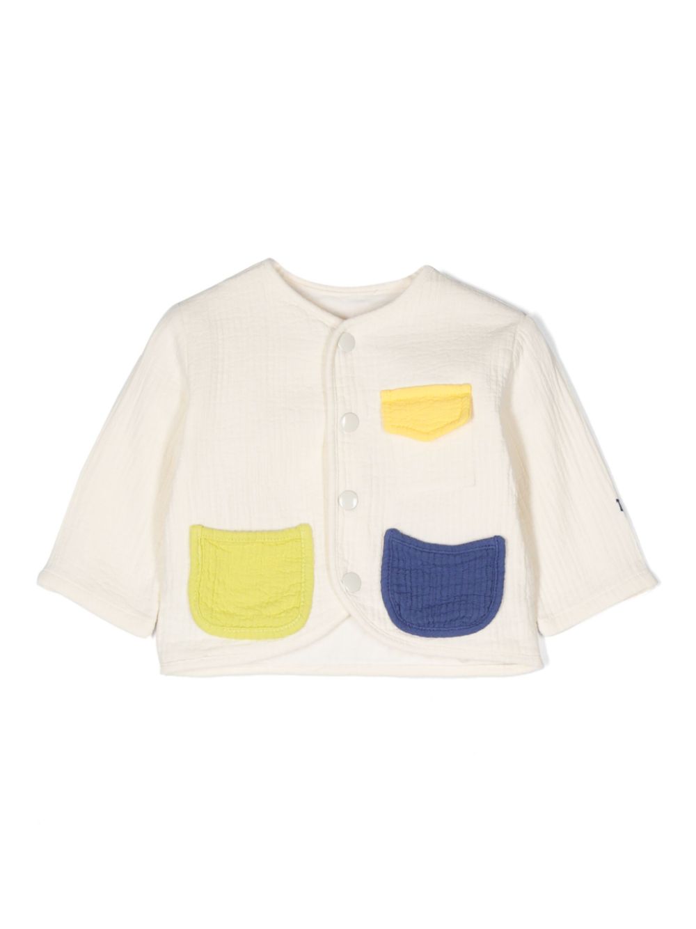 Colour-block cotton jacket - White