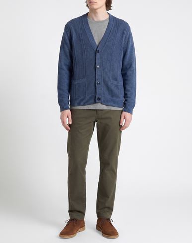 Man Cardigan Navy Size L Cotton, Linen
