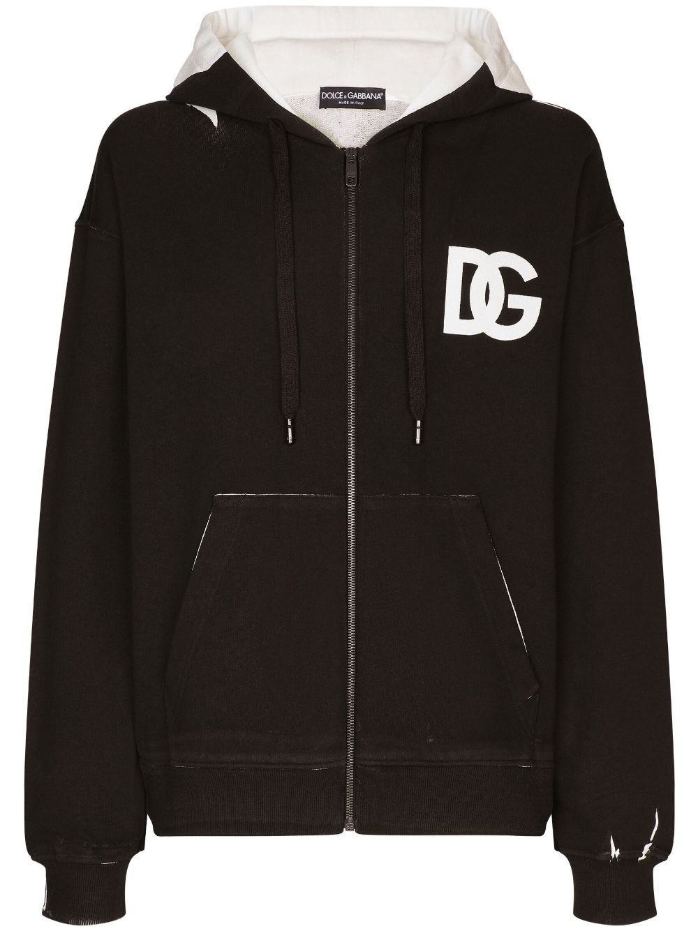 Logo-print zipped cardigan - Black