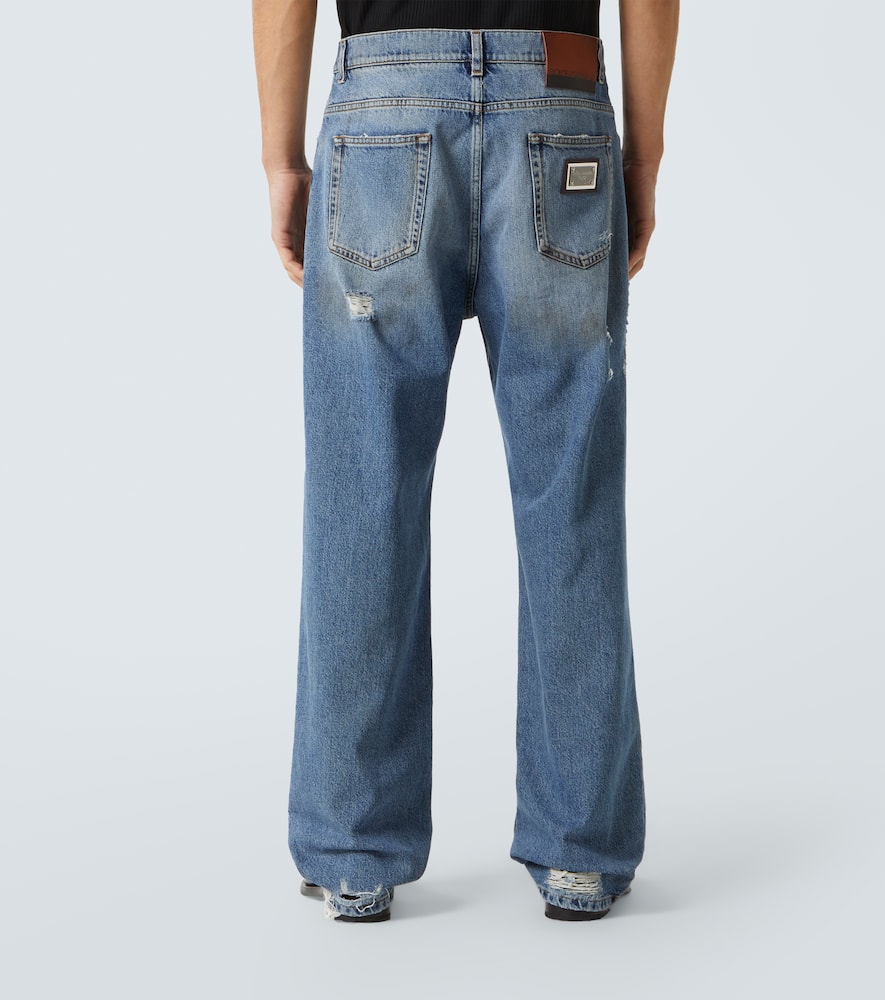 Distressed wide-leg jeans