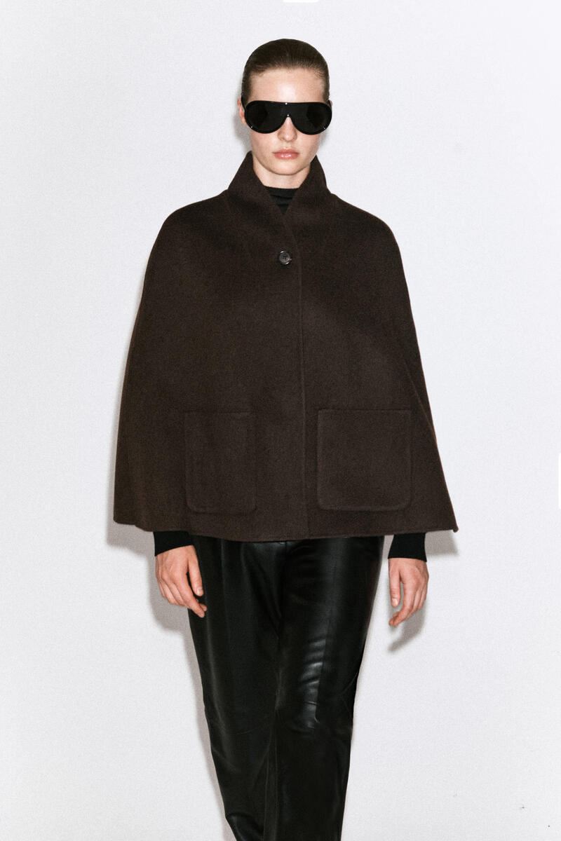 Shawl-Collar Double-Faced Wool Cape