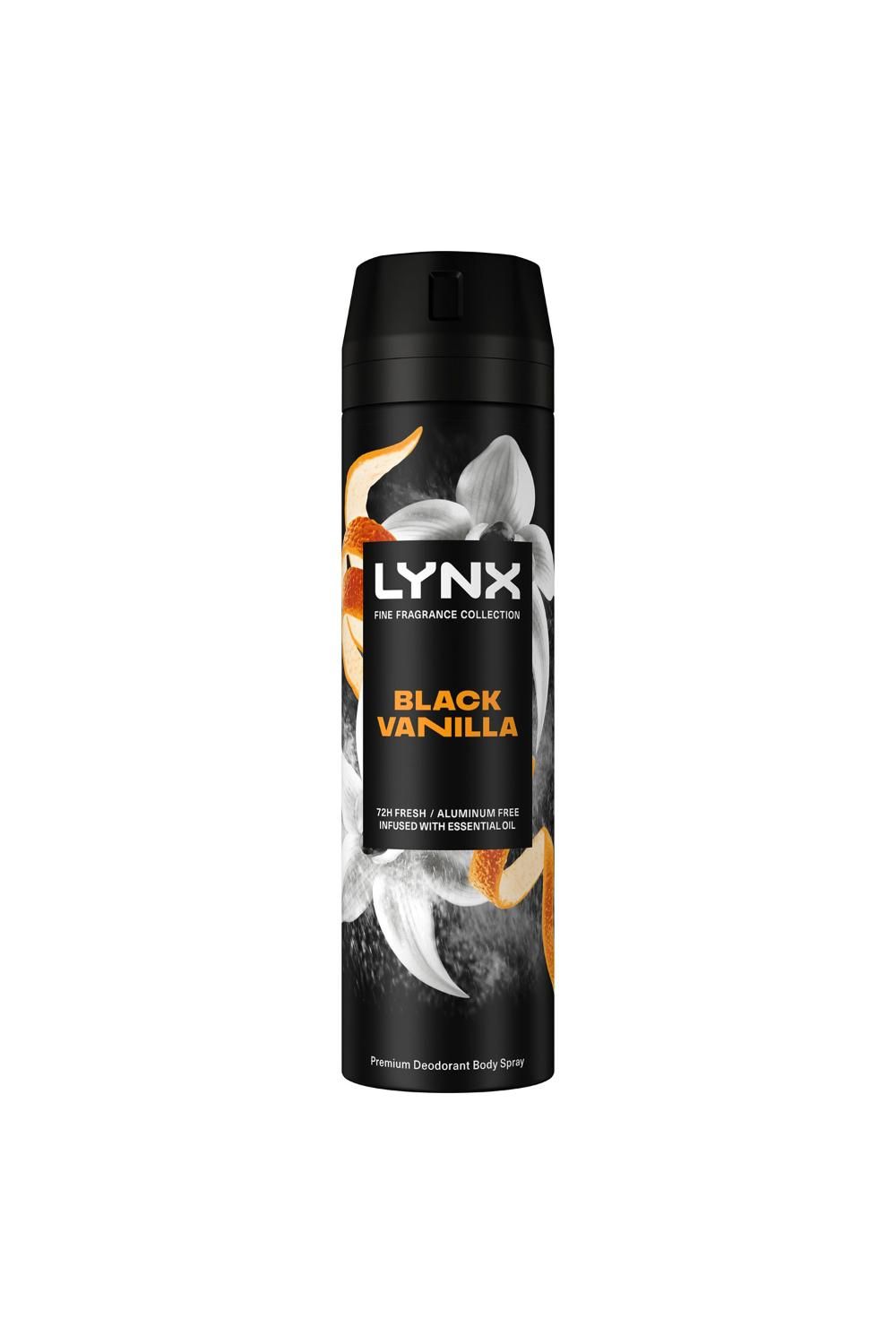 Lynx Fine Fragrance Collection Black Vanilla Body Spray Deodorant 200ml, 6Pack