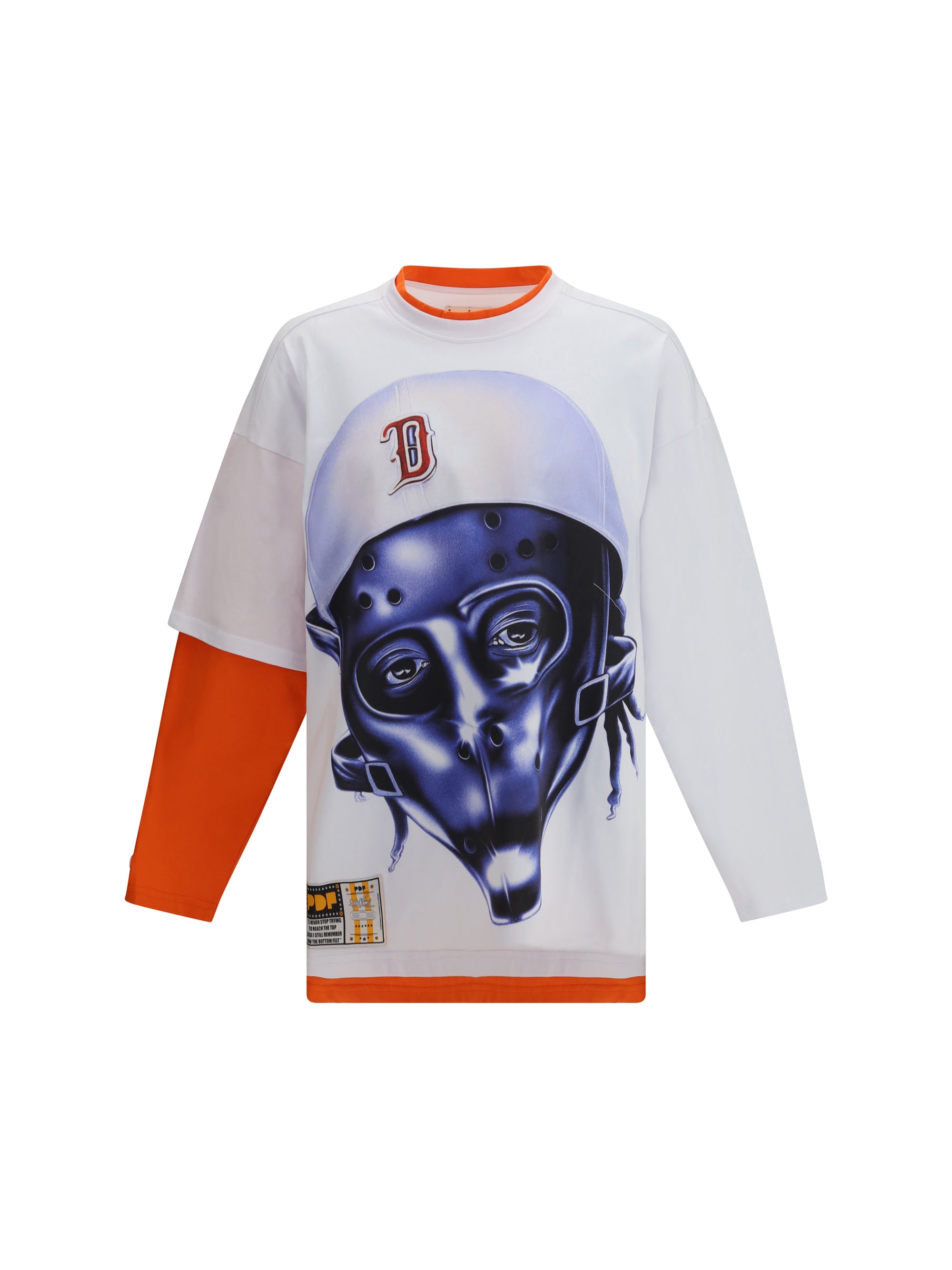Graphic Mask Print T-Shirt — White