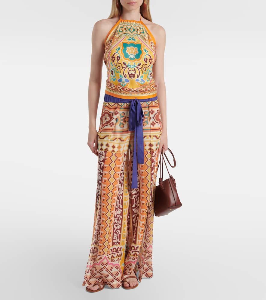 Printed high-rise palazzo pants