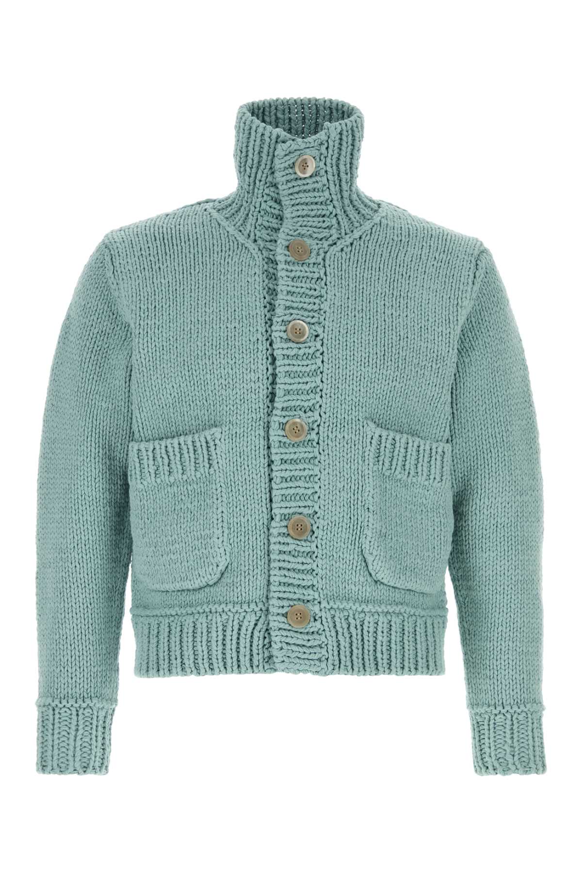 Cotton-Blend Knit Cardigan — Green