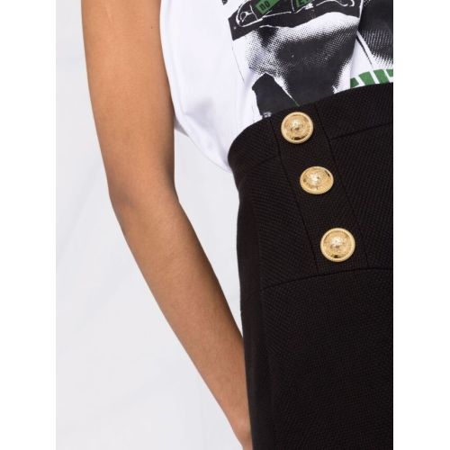 Button-detail high-waisted skirt - Black