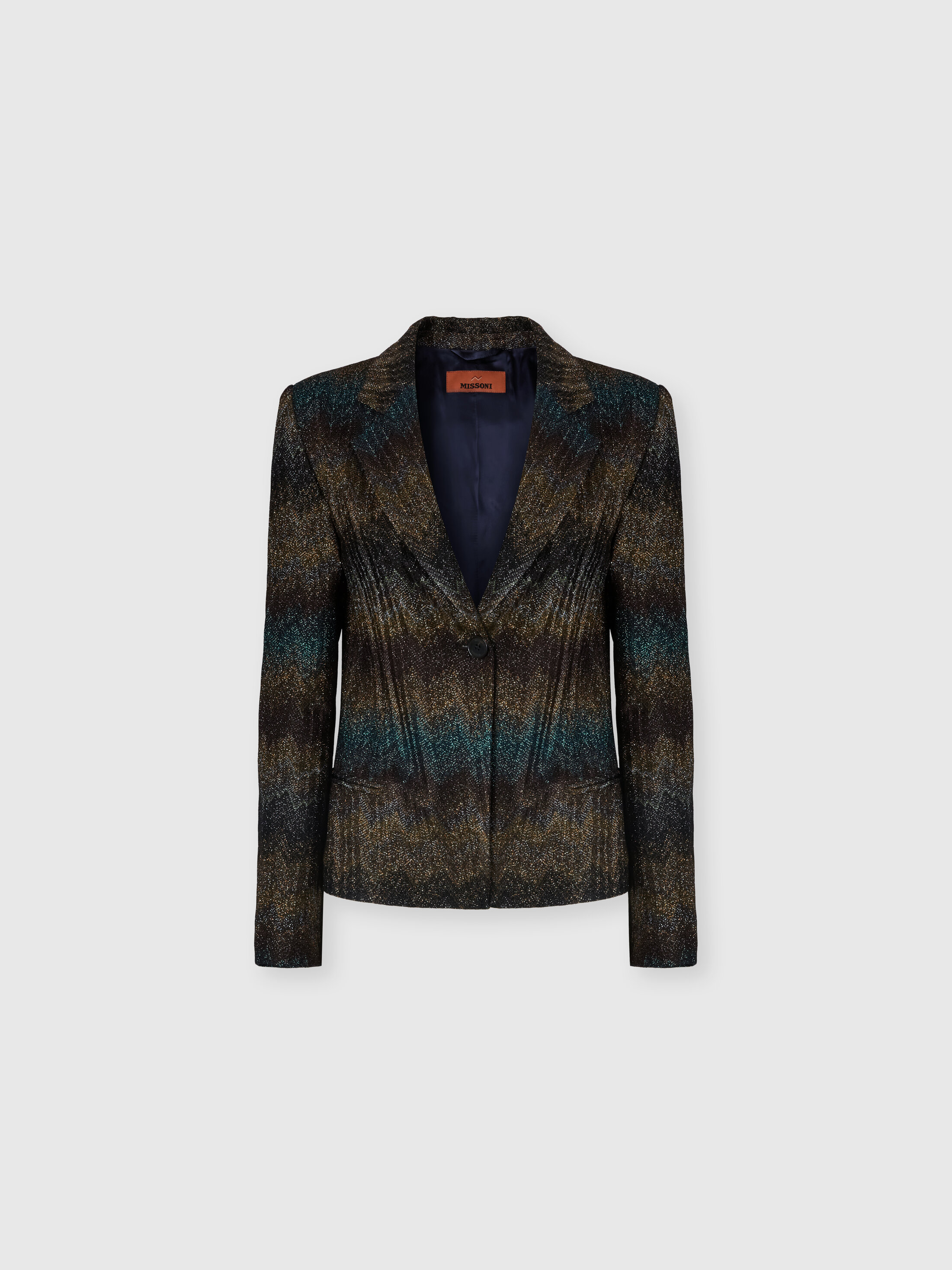 Missoni - Slim Viscose Lamé Snake-Pattern Blazer, Women, Blue