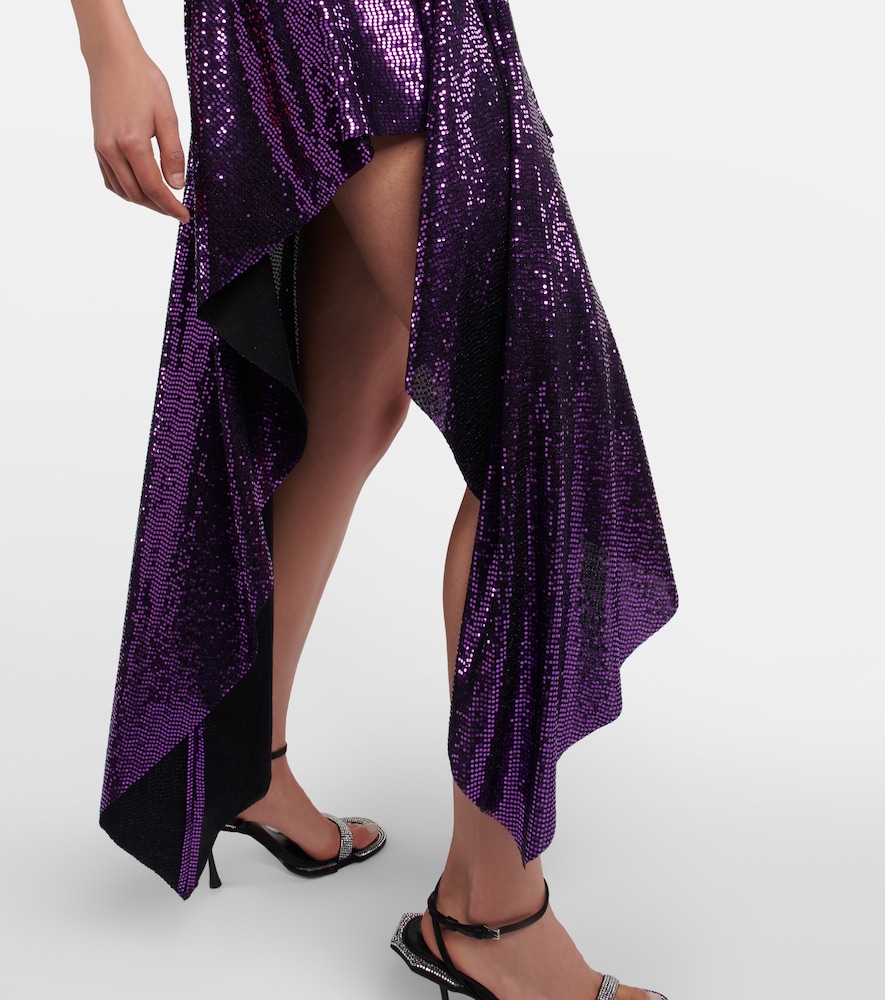 Embellished asymmetrical midi dress