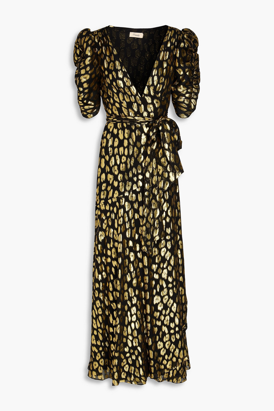 Kyra metallic fil coupé georgette maxi wrap dress - Black - UK 8