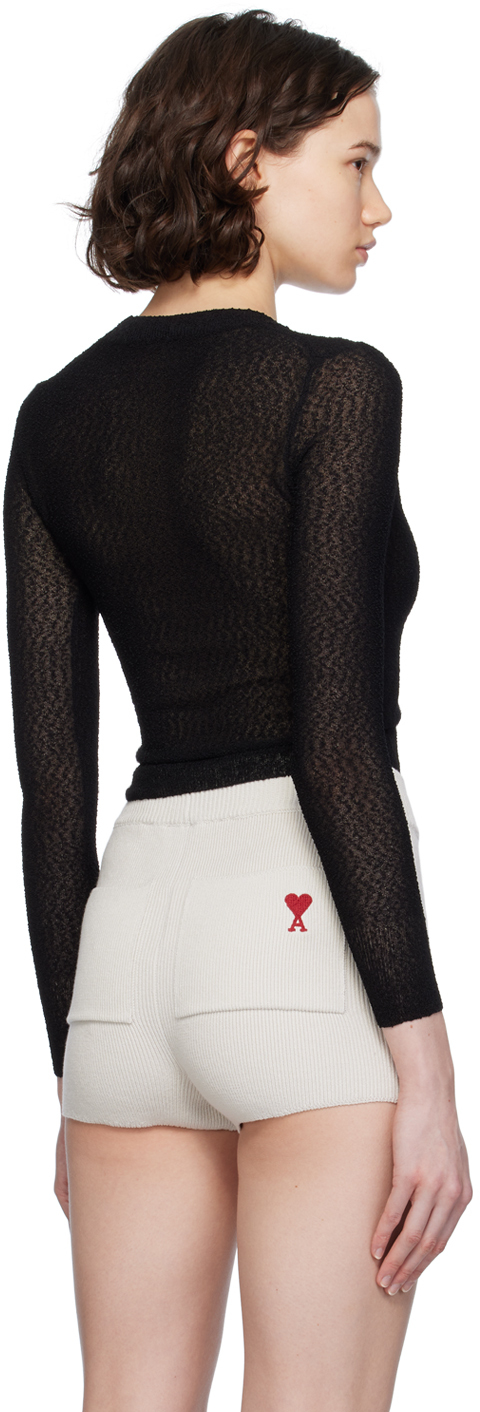AMI Paris Black Cropped Sweater