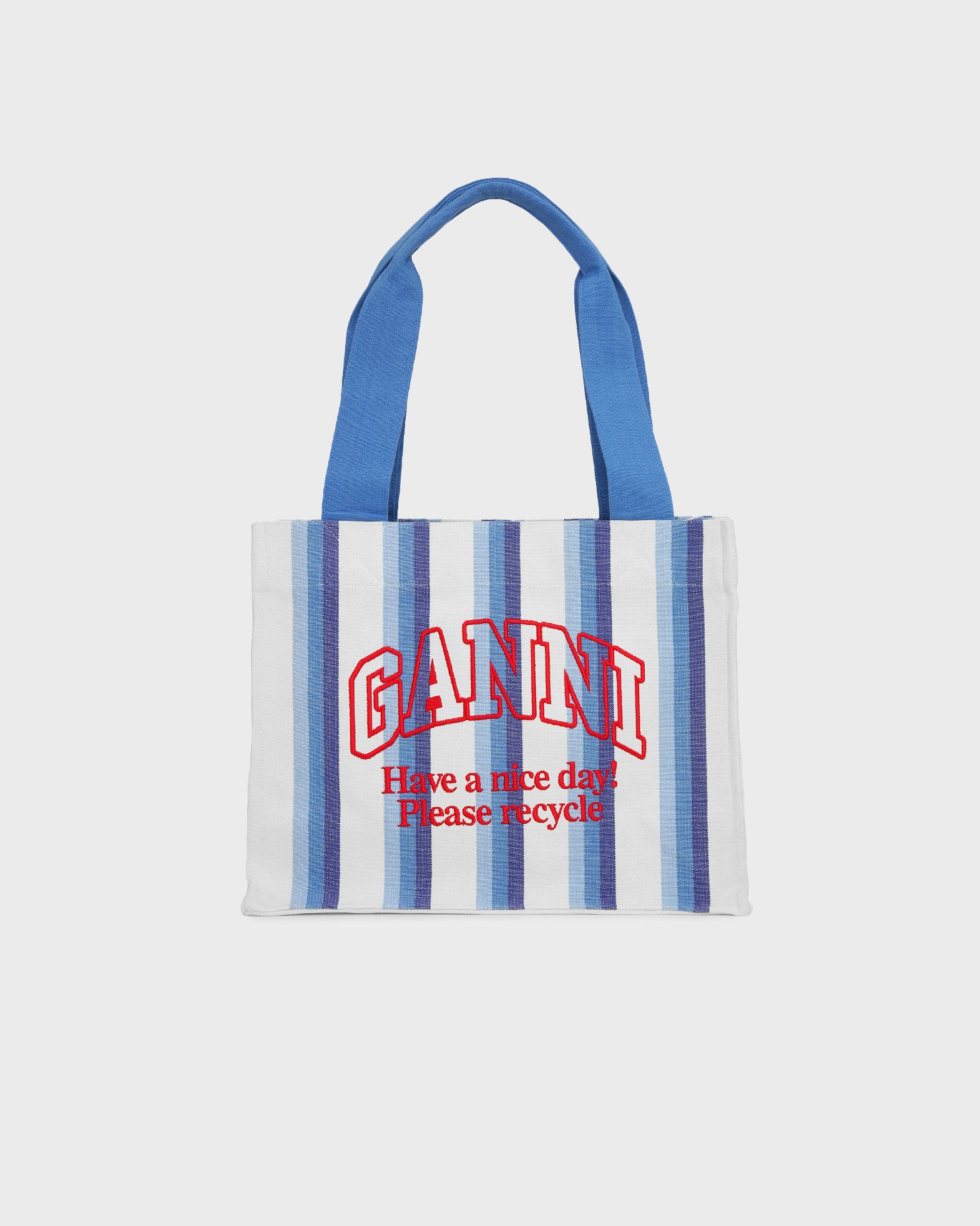 Ganni Bag Large Easy Shopper Stripes Dark Blue ONESIZE