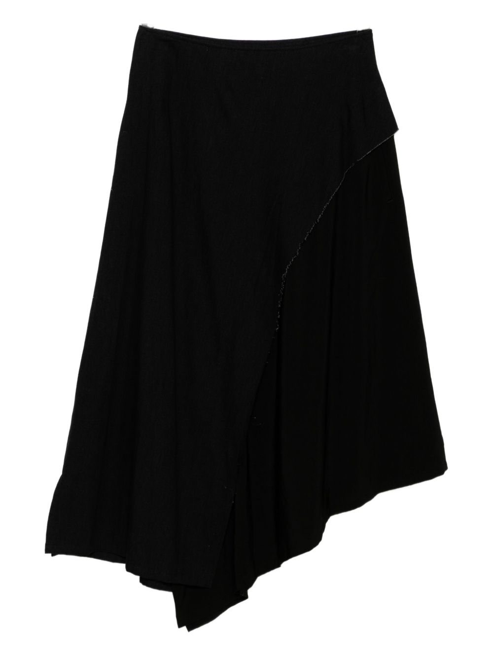 Denim panel flare skirt - Black