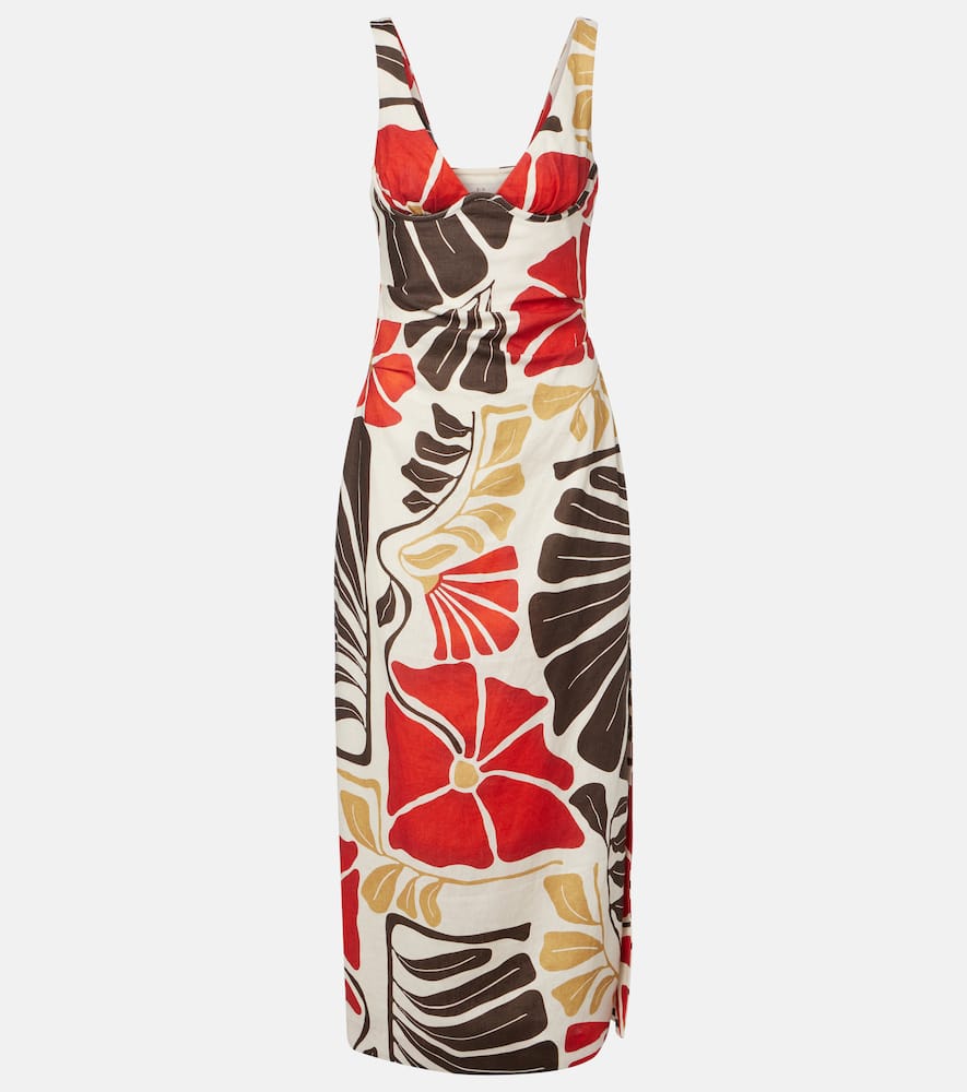 Julietta floral linen midi dress
