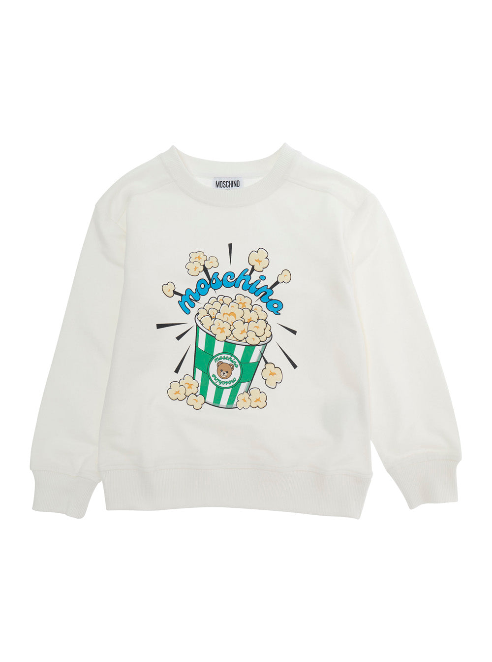 Popcorn-Print Crewneck Sweatshirt — White